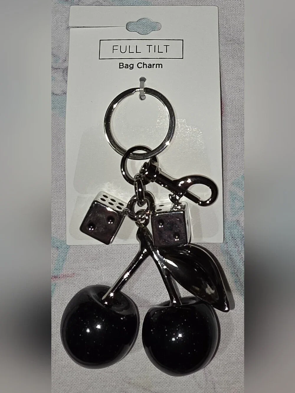 Black Cherry & Dice Keychain/Bag Charm